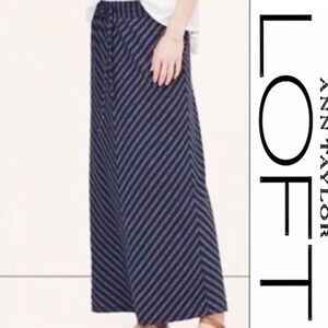 Loft Casual Heathered Navy Stripe Maxi Skirt